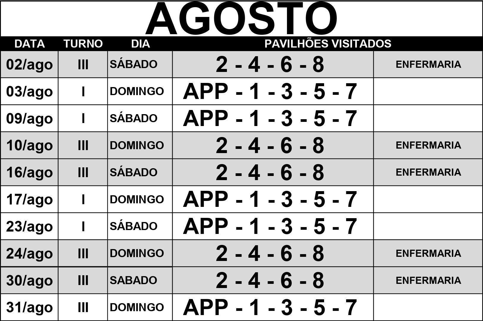 Informações sobre o Calendário