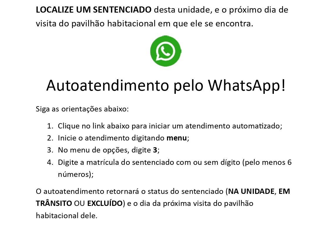 Orientações sobre a busca de sentenciados pelo whatsapp